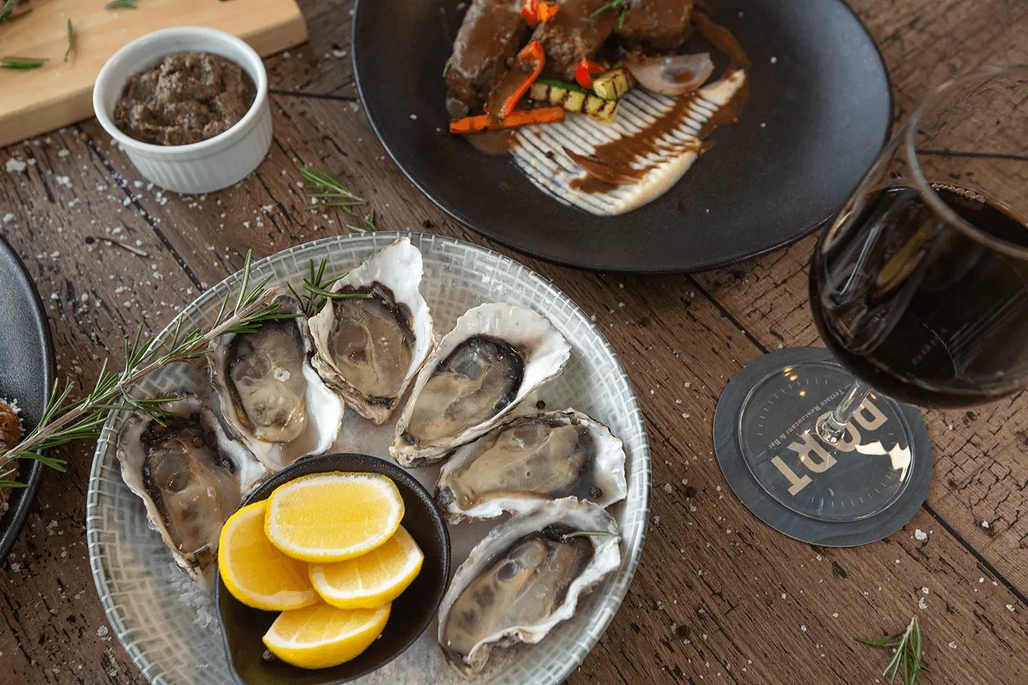 Oysters plated at Port Terrace Restaurant and Bar