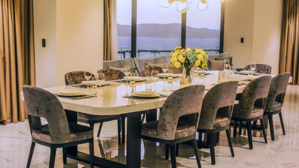 interior of the apex penthouse apartments showing dining table